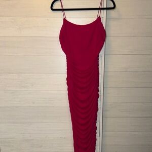Magenta Midi Ruched Dress
